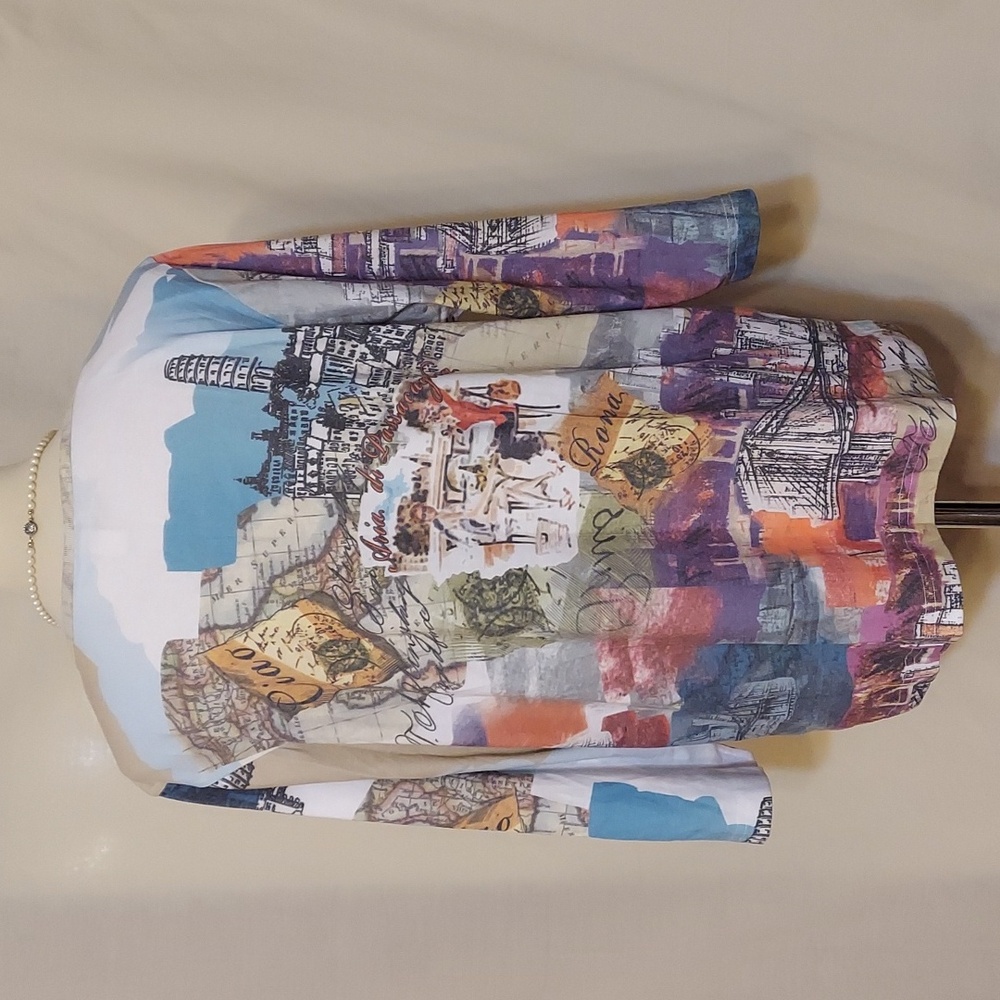 Christopher & Banks Graphic Three-quarter Sleeves Top - Picture 4 of 8